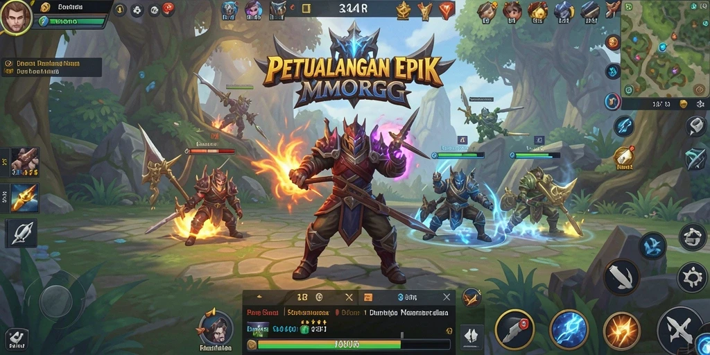Screenshot menampilkan aksi seru dalam gameplay MMORPG 34R.