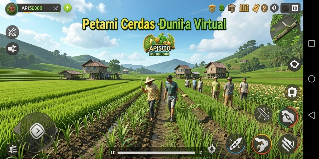 Tampilan gameplay API5000 menampilkan keseruan bertani di lahan virtual.