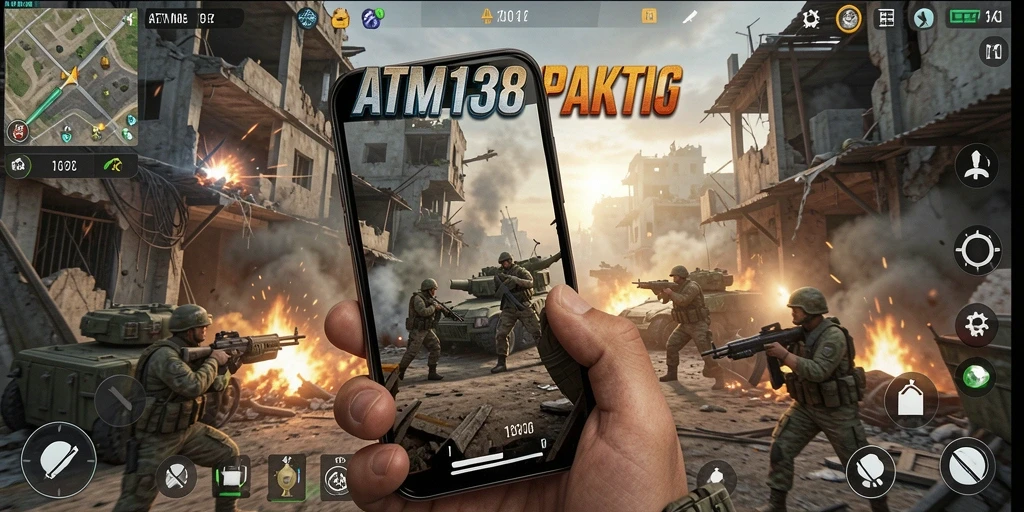 Screenshot gameplay ATM138 yang menunjukkan aksi tembak-menembak seru.