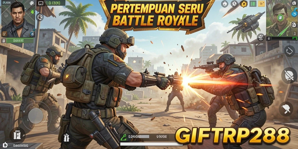 Tampilan gameplay seru dari GIFTRP288 saat bertarung di arena Battle Royale.