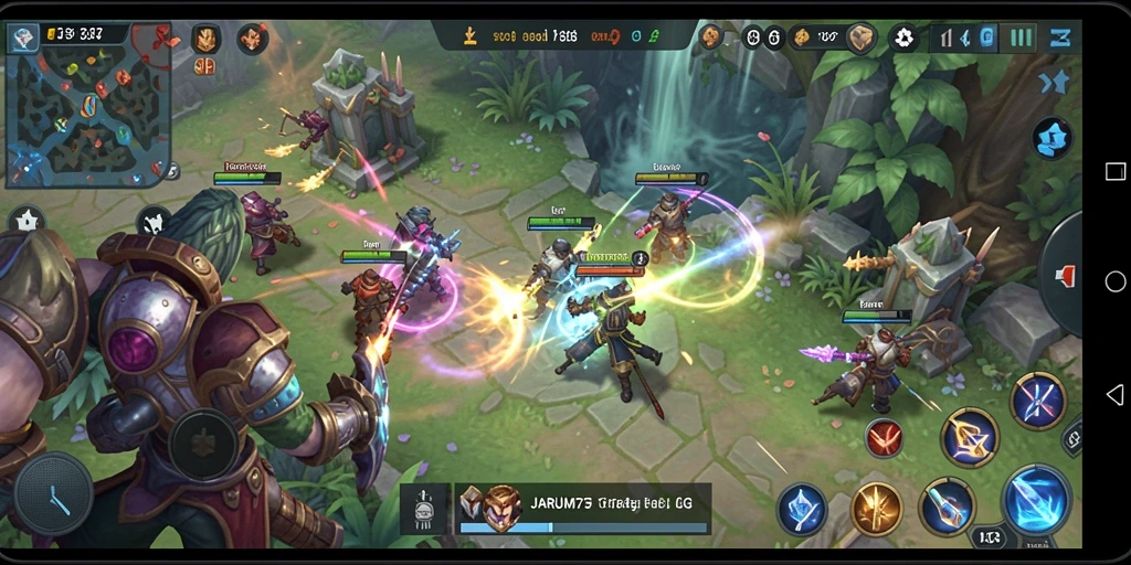 Screenshot gameplay JARUM77 menampilkan strategi dan pertempuran yang intens.