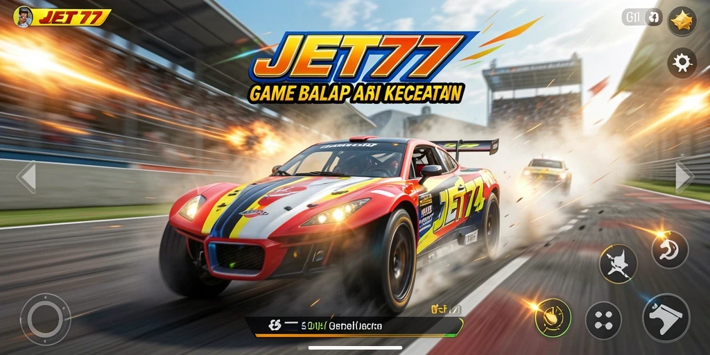 Tampilan menarik dari gameplay JET77 yang penuh aksi balap.