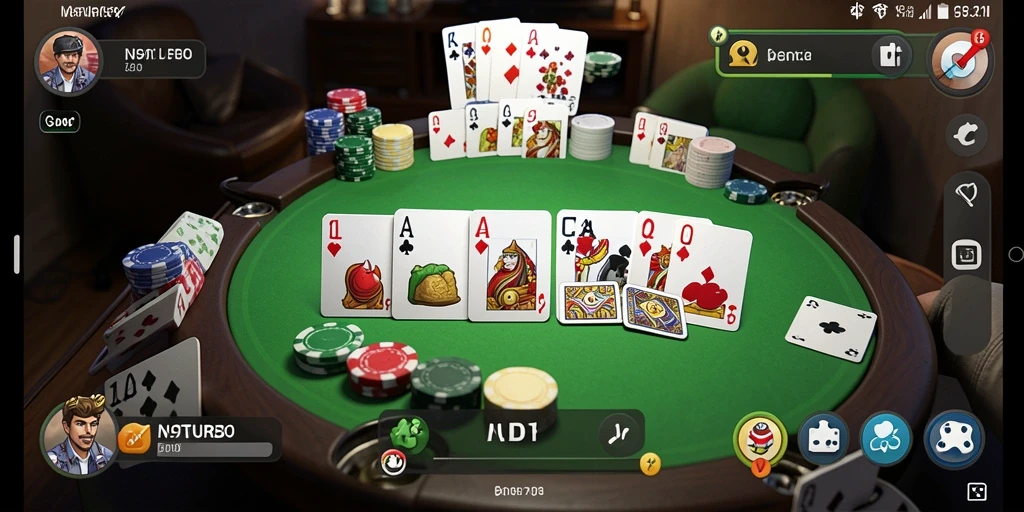 Tampilan gameplay seru N9TURBO dalam permainan Gaple.