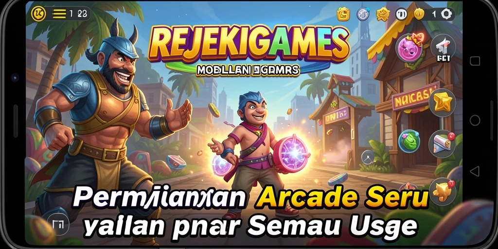 Tampilan gameplay seru dari REJEKIGAMES dengan tantangan Arcade.