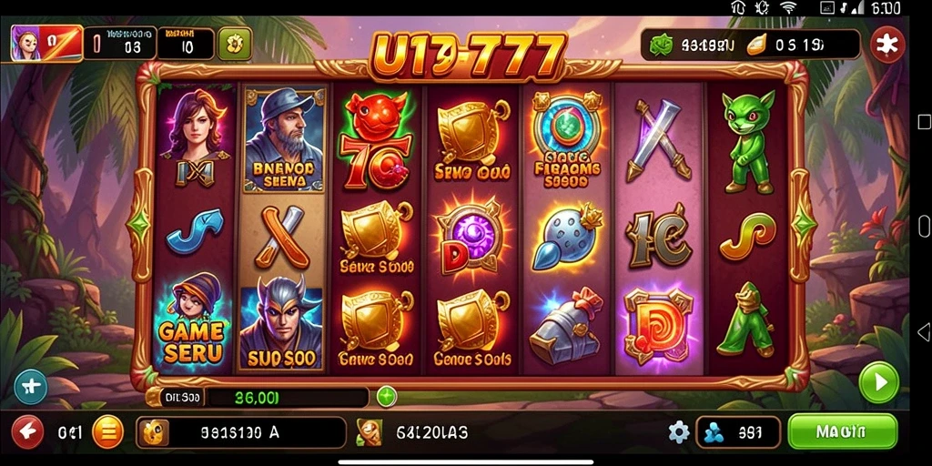 Screenshot UT77 menampilkan gameplay slot yang mendebarkan.